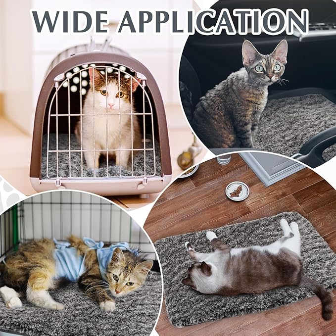 Drydiet 4 Pack Self Warming Cat Pads Self Heating Cat Mat Washable Homeless Dogs Thermal Pads Kennel Pad Reflects Body Heat Warm Crate Bed Mat for Indoor Outdoor Pet(Gray,18 x 24 Inch)