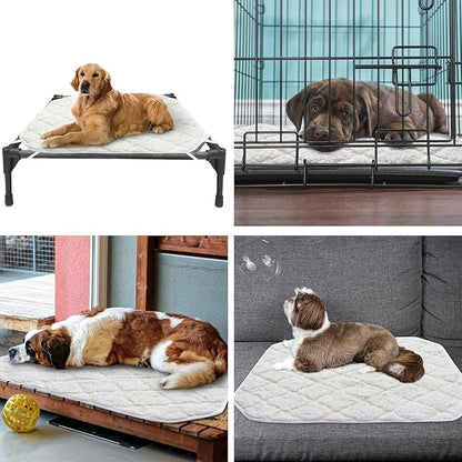 Elevated Dog Bed Pad Waterproof 2 Pack, Soft Plush Dog Pet Pad Large for Dog Cot Bed, Machine Washable Dog/Cat Beds Pad with Corner Straps, Waterproof (Pad Only, Bed not Included)