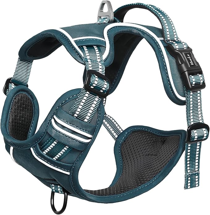 HEELE Dog Harness for Large Dogs No Pull Dog Vest Harness for Large Dog with Soft Padded Handle Reflective for Outdoor Training, Blackish Green, XL