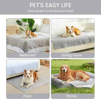 Cozy Bliss Deluxe Leakproof Cooling Blanket for Large Dogs Q-Max 0.5, Soft & Durable Washable Pet Cooling Mat for Hot Weather, Livingroom, Couch & Bed Protector for Cats, Silver Grey, 40"x60"