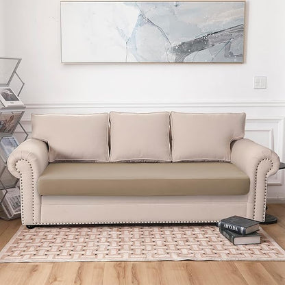 Waterproof Couch Cushion Covers Sofa Seat Cover, Stretch Sofa Cushion Slipcovers for Sectional Sofa, Reversible Furniture Protector Covers for Kids Pets, Washable(Large, Sand)