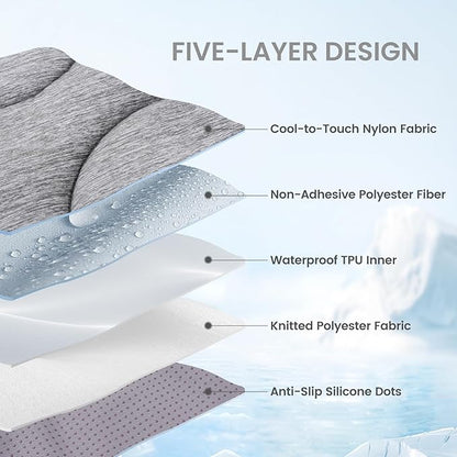 Cozy Bliss Cute Paw Shape Cooling Mat for Large Dogs, Non-Slip, Leakproof Washable Pet Cooling Mat for Hot Weather with Q-Max 0.5, Indoor and Outdoor Summer Pad, Heather Charcoal Grey, 45"x50"