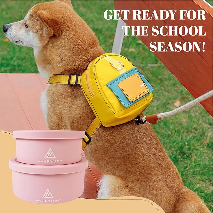 AVERYDAY 50 Oz Travel Dog Bowls with Lids, 2-in-1 Portable Pet Bowls for Food and Water, Leakproof Travel Dog Food & Water Bowl for Outdoor, Camping, Travel Dog Feeding Bowl, Daycare Pet Bowls