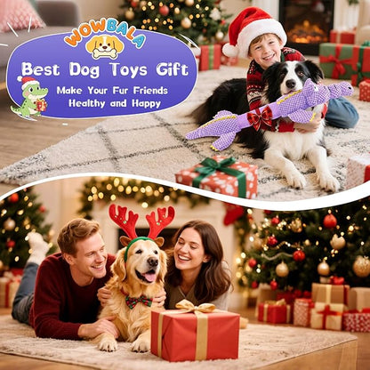 WOWBALA Interactive Tug of War Dog Toys for Small to Large Breeds-Squeaky Plush Puppy Toys with Crinkle Paper, Stuffed Chew Dog Toys to Keep Them Busy, Training Reward Gift (Purple)