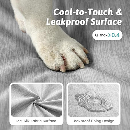 Large Orthopedic Dog Bed, Cooling Dog Beds for Large Dogs, Washable Pet Bed with Waterproof Liner, 44x32x4in,Silver Grey