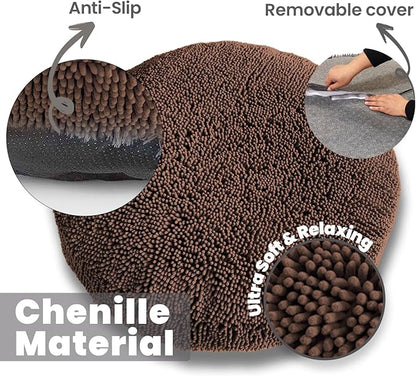 Muddy Mat® Cloud K-9 Bed for Dogs & Cats, Soft & Relaxing Donut Dog Bed, Chenille Material, Removable Cover, Washable & Dryer Safe–Brown Small(25'x25')