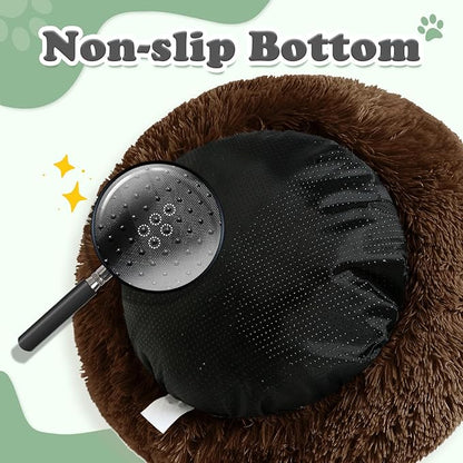 JOLLYVOGUE Dog & Cat Bed, Calming Anti-Anxiety Pet Bed for Small Dogs, Fluffy Donut Cushion for Small and Medium Pets (20")