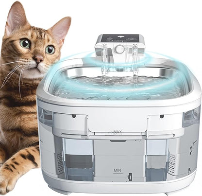 Cat Water Fountain Wireless,Pet Water Fountain Battery Operated for Cats Indoor,4.5L/150oz Automatic Dog Water Dispenser,Quiet Cordless Water Fountains with Motion Sensor,Stainless Steel