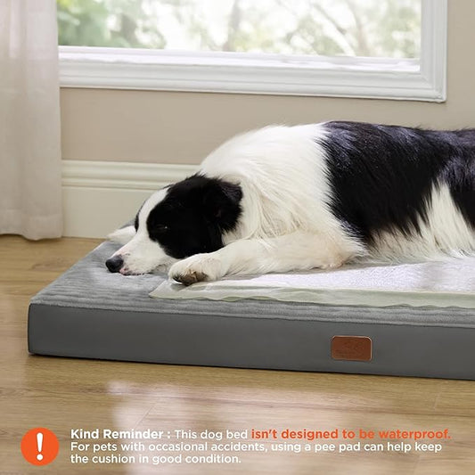 Bedsure ComfyFleece XL Dog Bed for Crate - Extra Large Orthopedic Pet Beds with Removable Washable Cover, NOT Waterproof Egg Crate Foam Mat for Pets Up to 80 lbs, 41"x27"x3.3", Not for Chewers