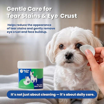 MyPet&Me Eye Wipes for Dogs, 120 Count – Tear Stain Remover & Fragrance-Free Dog Eye Wipes - Hypoallergenic Pet Eye Cleaning Wipes for Dirt & Discharge - Gentle Daily Eye Care for All Dogs and Cats