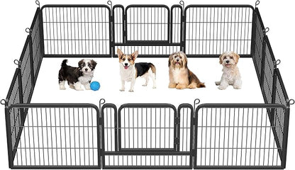 Topeakmart Heavy Duty Dog Playpen Outdoor for Camping, Yard, Garden 24" H Exercise Pen Fence for Small/Medium/Large Animals (Black, 12 Panels)