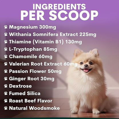 Petz Park Stress + Anxiety Dog Calming Supplement 90 Scoops, Anxiety Supplement, Dog Calming Supplement for Stress Support, Calming Food Topper for Dry or Wet Food, Made in Australia, 6.4oz Powder