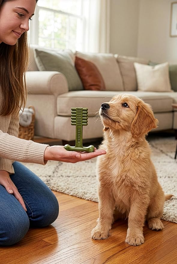 SPOT Bam-Bones Plus Toothbrush Dog Chew Toy 2-Pack for Small Dogs 10-30 lbs, Bamboo & Nylon Dental Chew with Mint & Baking Soda, T-Bone for Moderate to Heavy Chewers, 4 Inch