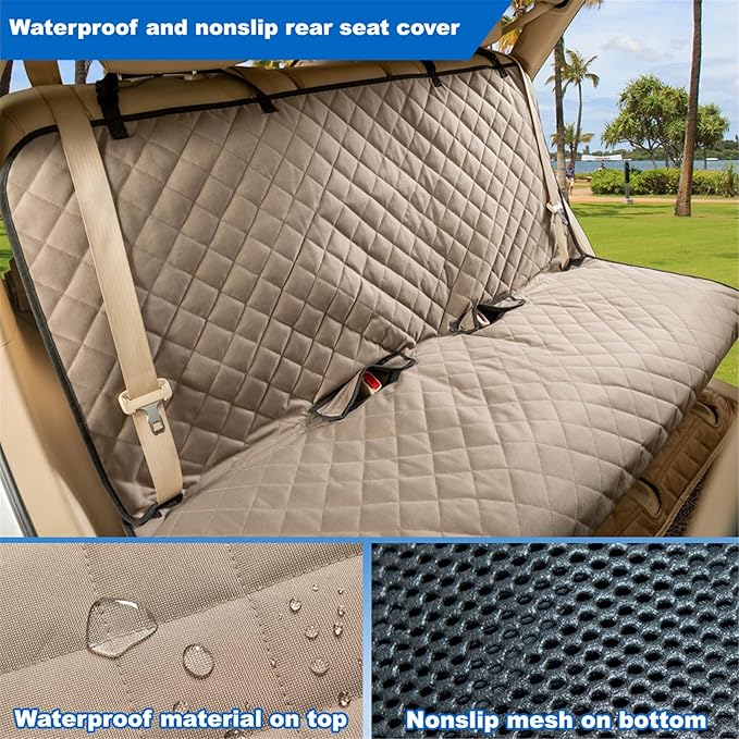 VIEWPETS Bench Car Seat Cover Protector - Waterproof, Heavy-Duty and Nonslip Pet Car Seat Cover for Dogs with Universal Size Fits for Vehicles, Trucks & SUVs