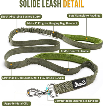 Lukovee No Pull Dog Harness & Leash Set - Heavy Duty Dog Vest Harness with Soft Padded for Medium Large Dogs, Adjustable Reflective Tactical Pet Harness for Easy Walk and Training (XL, Green)