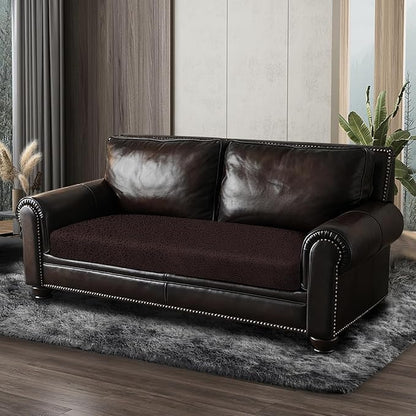 ANARACHON Leather Look Couch Cushion Covers Sofa Seat Slipcovers Sets Couches Furniture Protector for Sectional Armchair Loveseat Pets Kids Stretch Spandex Fabric (1 Cushion Loveseat, Chocolate)