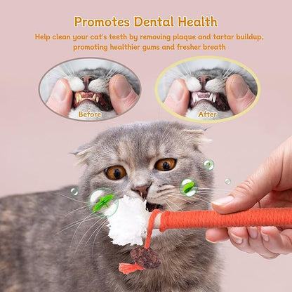 SEVENKA 3Pcs Cat Catnip Toys, 2.3ft/70cm Silvervine Chew Toy for Teeth Cleaning, Kitten Toys, Cotton Rope Scratch Catnip Interactive Cat Toys for Indoor Kittens Kitty