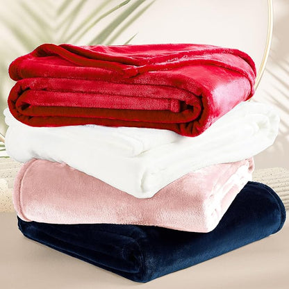 DREAMNINE Oversized Soft Plush Fleece Throw Blanket Twin Size 60" x 80", Decorative Large Solid Lightweight Fluffy Velvet Bed Blankets, Big Cute Cozy Accent Shag Fuzzy Flannel Blanket for Bedroom,Pink