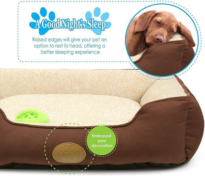 – Premium Dog or Cat Bed | Large Dog Bed Measures 30 x 23 x 7, Perfect for Pets up to 55 lbs. | 100% Polyester Pet Bed with Skid-Free Bottom | Brown