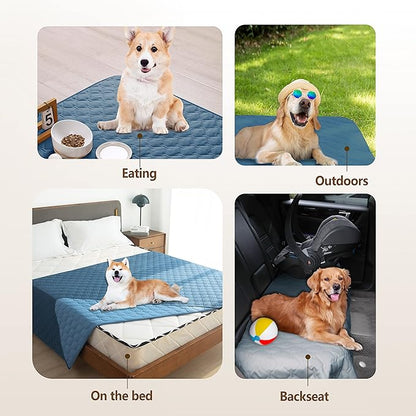 gogobunny 100% Double Sided Waterproof Dog Blanket Soft Pet Bed Cover Reversible Protect Furniture Couch Sofa Car for Puppy Cat Kids (Dark Blue/Light Blue, 30x80 Inch (Pack of 1))