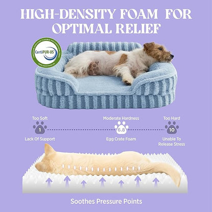 LE SURE Cute Dog Beds for Extra Large Dogs, Orthopedic Waterproof XL Pet Bed with Sides, High Back Non-Slip and Egg-Crate Foam Big Dog Couch Sofa with Washable Removable Cover, Blue