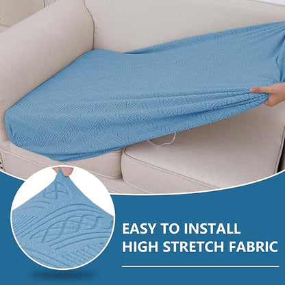 hyha Individual Couch Cushion Covers, Stretch Magic Sofa Seat Cushion Covers Washable, Dog Couch Sofa Slipcover for Pets, Kid with Elastic Bottom(Large, Blue)