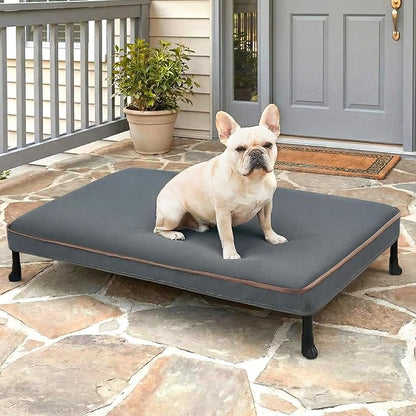 Veehoo Chew Proof Elevated Dog Bed, Indestructible Raised Dog Bed with Exclusive Cover, Washable Orthopedic Padded Pet Cot for Indoor & Outdoor, Medium Dog Bed 35" x 22", Dark Grey