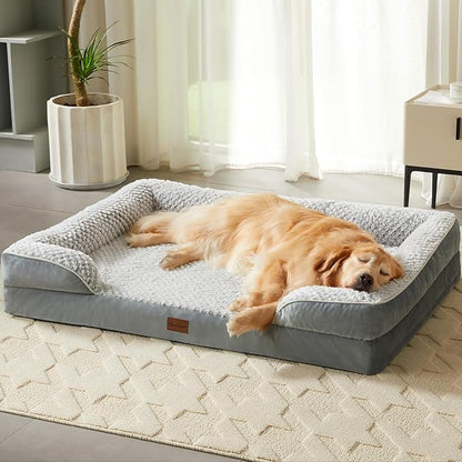 LEXTRO Orthopedic Dog Bed for Medium Dogs, Egg Crate Foam Bed for Medium Dogs, Equipped with Removable Waterproof Pillow Cover and Anti-Slip Bottom, Pet Bed