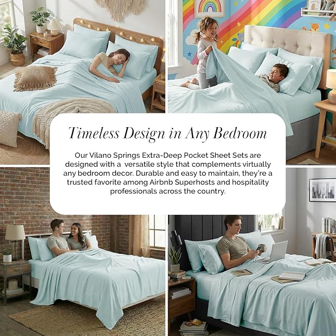 Southshore Fine Living, Inc. 4 Piece - Extra Deep Pocket Sheet Set - SKY BLUE -Twin