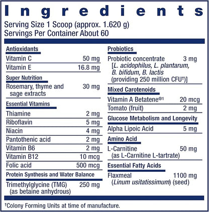 Life Extension Dog Mix, Dog Vitamins and Supplements, probiotics, L-carnitine, B12, folic Acid, Vitamin C, Vitamin E, Rosemary, Nutrient Absorption, Gluten-Free, Non-GMO, 60 Servings