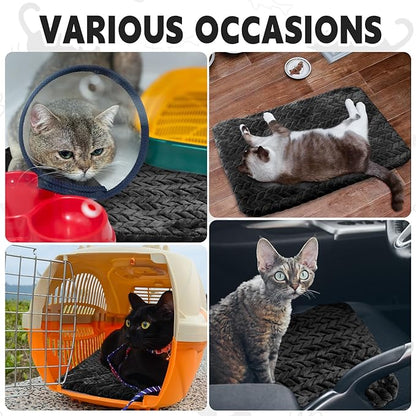 Drydiet 4 Pack Self Warming Cat Bed Mat Self Heating Pad for Dog Extra Warm Winter Pet Pad Washable Thermal Pads Mats for Pets Indoor Outdoor(Black,20 x 28 Inch)