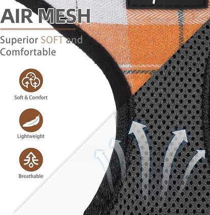 PUPTECK Soft Mesh Dog Harness and Leash Set Pet Puppy Cat Comfort Padded Vest No Pull Harnesses, Orange, L