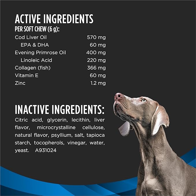 Purina Pro Plan Veterinary Supplements Skin Care Dog Supplements with Omega-3 Fish Oil and EPA and DHA - (Pack of 1) 30 ct. Pouches