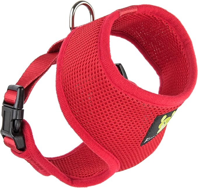 EcoBark Dog Harness - Eco-Friendly Max Comfort Harnesses - Luxurious Soft Mesh Halter - Over The Head Harness Vest- No Pull and No Choke for Puppy, Small Breeds & Medium Dogs (Large, Red)