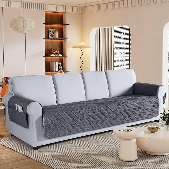 VANSOFY Couch Cover, Waterproof Sofa Covers Washable Slipcover Furniture Protector Couch Seat Covers Non-Slip Couch Cover for Dogs, Pets(Oversized Sofa, Dark Gray)