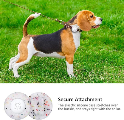 SimpleThings Compatible with Airtag Cat Collar Holder, Small Collar Holder Compatible with Apple Air Tag GPS Tracker, 2Pack Waterproof Case Cover for Cat Dog Pet Collar Within 3/8 inch (2 Transflower)