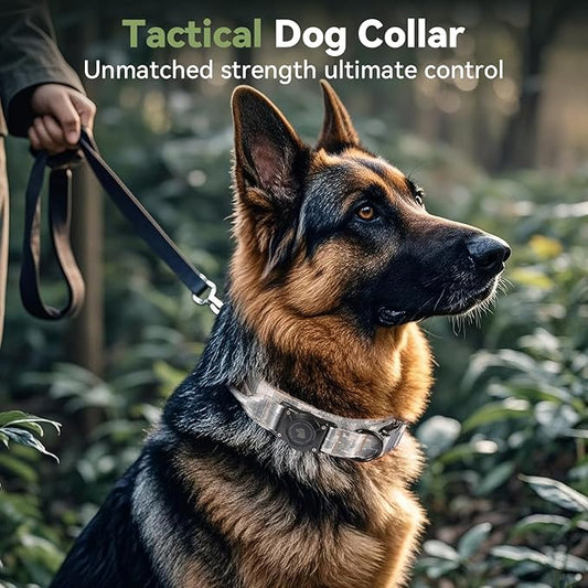 2026 Upgrade Waterproof AirTag Dog Collar, Military Tactical Dog Collar with AirTag Holder, Comfortable Control Handle and Metal Buckle, GPS Dog Collar Holder for Medium to Large Dog(Digital camo, XL)