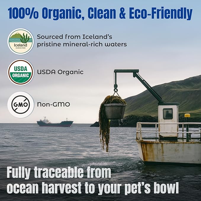 Life Line Certified Organic Ocean Kelp Supplement for Dogs, Cats & Horses | Boosts Coat Health, Reduces Shedding, Fights Plaque & Tartar, Supports Digestion, USDA certified - 5 lb