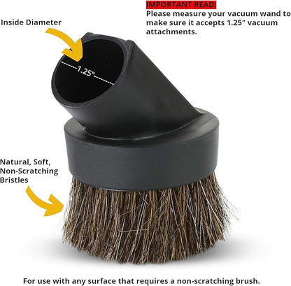 Attachments for 1.25" Vacuum Cleaner – Dust Brush, Crevice, Upholstery Tool & 2 Adapter - fits 1.5" & 1.375" Compatible with Kirby, Shark, Hoover, Oreck, Bissell, Eureka, Rainbow