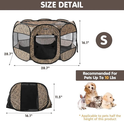 Lucky Monet Portable Dog Cat Playpen Small Dog Puppy Kitten Play Pens Indoor Pop Up Travel Dog Pen for Outdoor Camping Use