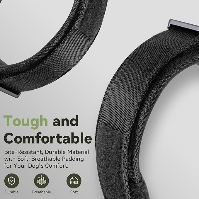 2026 Upgrade Waterproof AirTag Dog Collar, Military Tactical Dog Collar with AirTag Holder, Comfortable Control Handle and Metal Buckle, GPS Dog Collar Holder for Medium to Large Dogs (Black, XL)