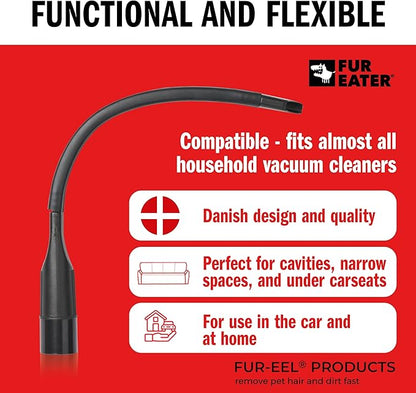 FUR-EEL Vacuum Crevice Tool, Extra Long 18.1 in Flexible Attachment, Fits Round Hoses 1 1/4 and 1 3/8 in (32 and 35 mm), for Car Detailing, Car Seats, Sofas