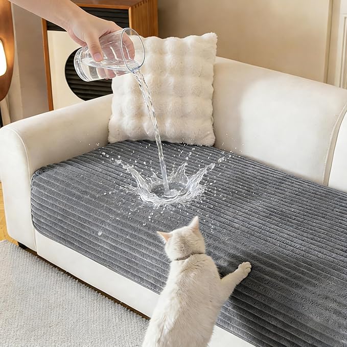 MYSKY HOME 100% Waterproof Couch Cover, Couch Covers for Dogs Washable, Non Slip Sectional Couch Covers, Couch Cover L Shape, Sofa Covers, Dog Bed Cover for Couch, Dark Grey, 35"x63"