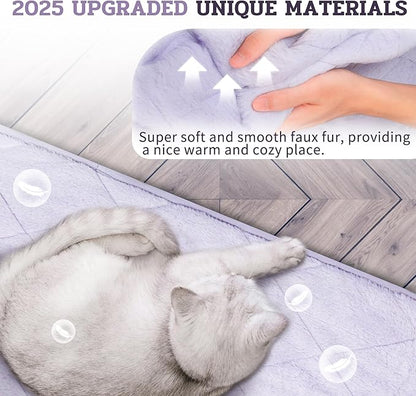 NWK Fluffy Self Warming Cat Mat, Cat Blanket, Thermal Dog Mat, Washable, Non-Slip Bottom for Sofa & Crate & Kennel & Car Seat (Purple, Medium (28'' X 19'' X 0.4''))