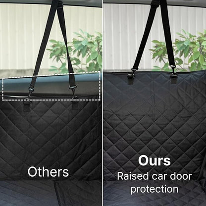 Dog Car Seat Cover for Back Seat with Door Protection, Waterproof Dog Seat Hammock, Soft-Padded Pet Car Seat Cover for SUVs & Sedans (Black)