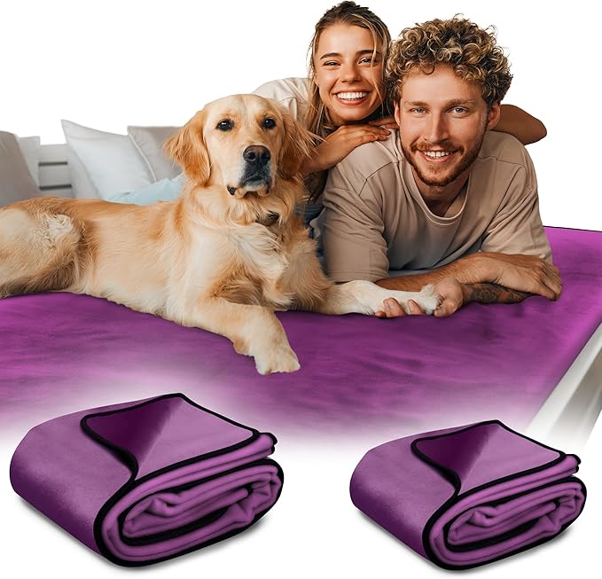 Paw Buddies Premium Waterproof Blanket 80"x90" Velvet-Feel Reversible Throw – Leakproof, Machine Washable Bed & Sofa King Size Protector for Couples, Pets & Travel + Bonus Small Blanket