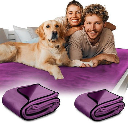 Paw Buddies Premium Waterproof Blanket 80"x90" Velvet-Feel Reversible Throw – Leakproof, Machine Washable Bed & Sofa King Size Protector for Couples, Pets & Travel + Bonus Small Blanket