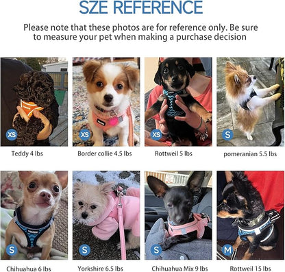 Dog Harness for Small Dogs and Leash Set, Honeycomb Grid, Reflective Lightweight Harness & Anti-Twist Pet Lead Multi Color, Size: XS-S-M. (XS, Marine Blue)