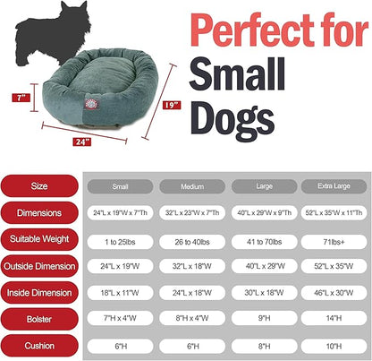 Majestic Pet Villa 24 Inch Shredded Memory Foam Dog Bed for Small Sized Dog 24x19x7 Inch–Orthopedic Pet Bed - Washable Small Puppy Mat with Head Support-Azure