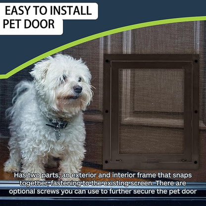 TonGass 7.9" x 9.9" Pet Screen Door Flap Compatible with Doggy Fits Dogs & Cats Under 30 Lbs, Small Dog Doors Flaps, Cat Screen Window Door Flap for Exterior Porch Screen and Window Screen - Brown